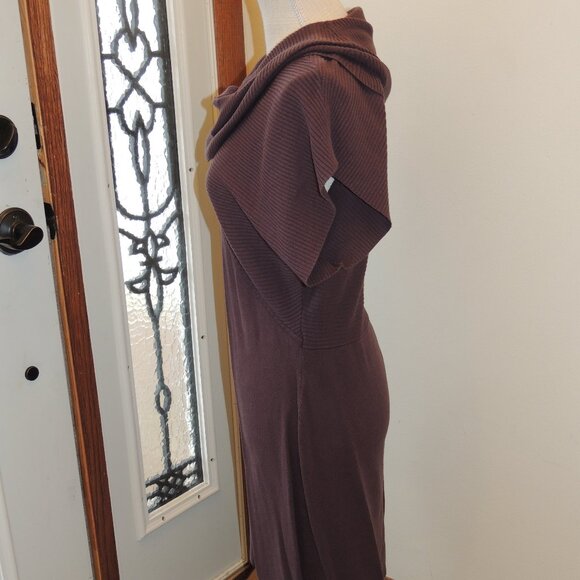 Nine West Cowl Neck Ribbed Knit Sweater Dress Brown Sz M - Picture 4 of 5